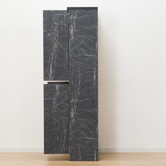 大理石調シューズラック(ハイタイプ 幅60cm ブラック) 8枚目画像