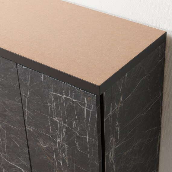 大理石調シューズラック(ハイタイプ 幅60cm ブラック) 10枚目画像