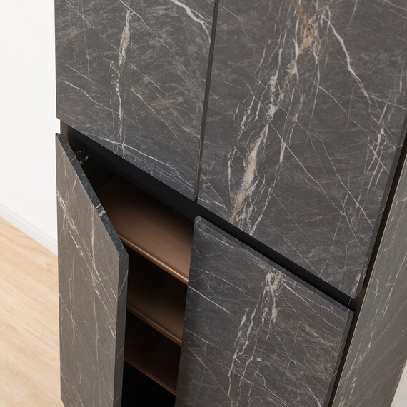 大理石調シューズラック(ハイタイプ 幅60cm ブラック) 11枚目画像