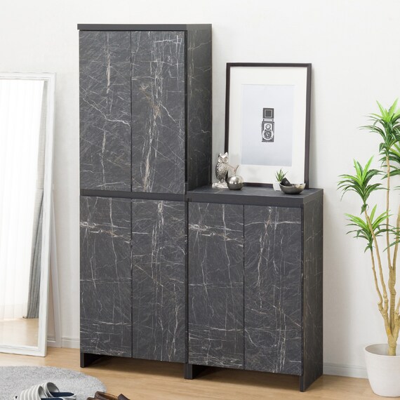 大理石調シューズラック(ハイタイプ 幅60cm ブラック) 18枚目画像