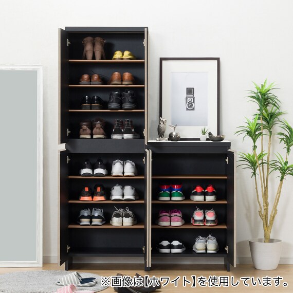 大理石調シューズラック(ハイタイプ 幅60cm ブラック) 19枚目画像