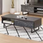 引き出しが大理石調のセンターテーブル (ブラック) 1枚目画像