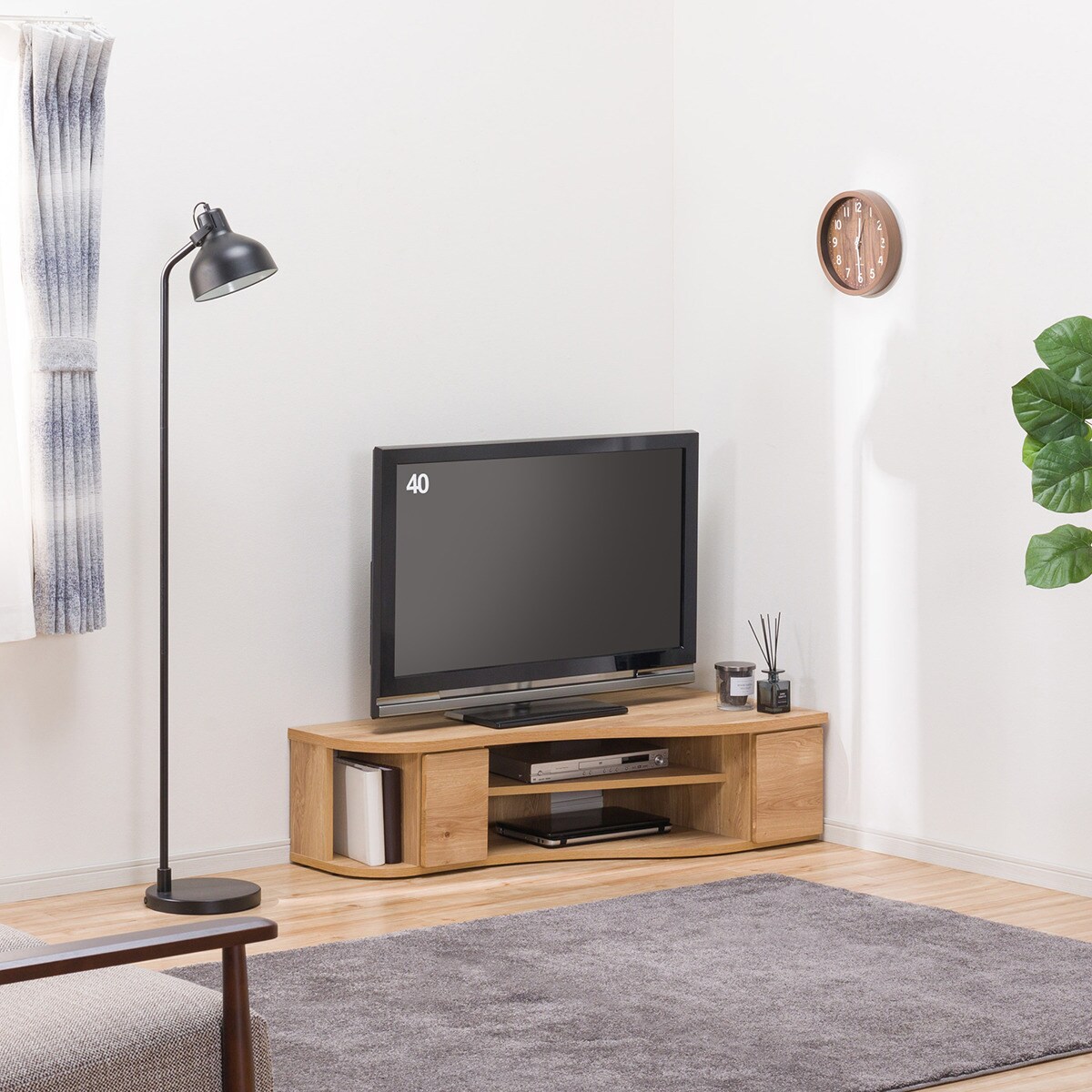 コーナー有効活用 流線形テレビボード (右寄せタイプ NA) | ニトリ