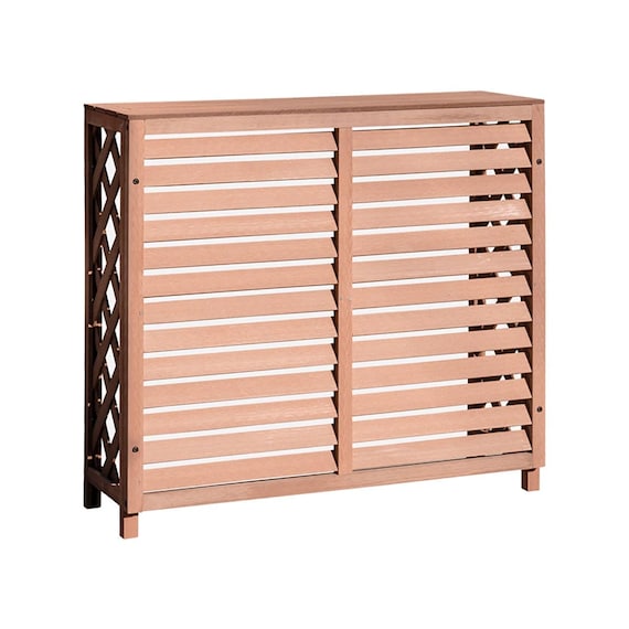 人工木エアコン室外機カバー(Lサイズ ライトブラウン) 1枚目画像