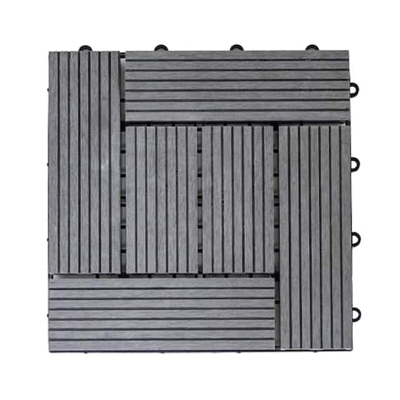 ジョイント人工木タイル 32枚セット(スパイラル/グレー) 1枚目画像