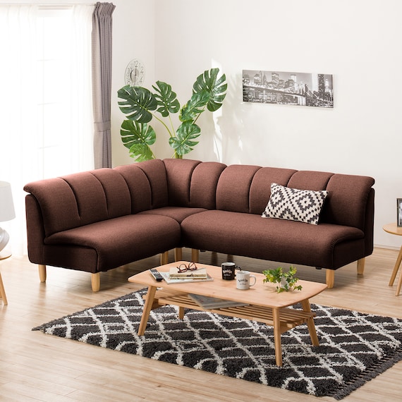 コーナーソファ3点セット 布張りタイプ (ワイン) 2枚目画像