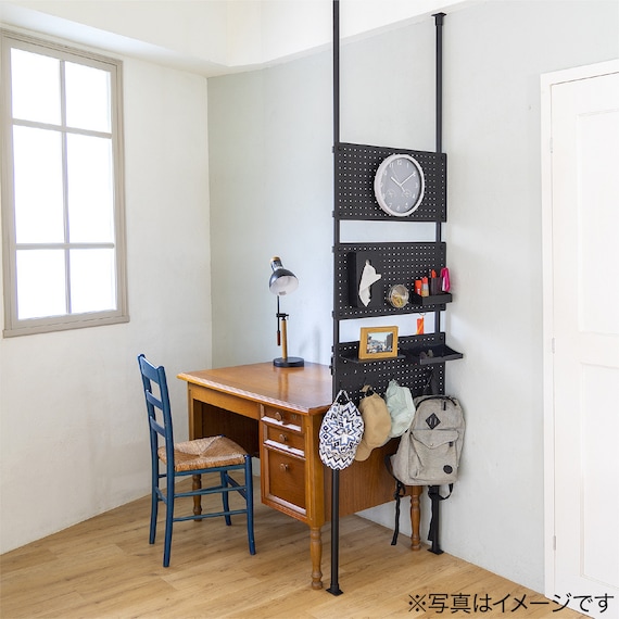 【簡単】ワンタッチ式 突っ張りパーテーション スチールボード4枚・フック10個付き(ブラック) 16枚目画像