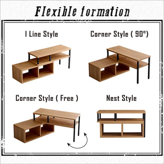 ヴィンテージテイストの伸長式テレビ台 (ローボード75-135cm WAL) 3枚目画像
