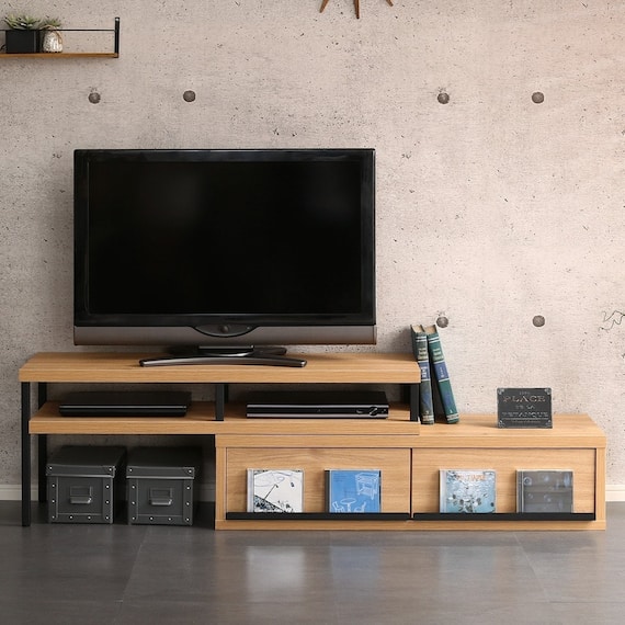 ヴィンテージテイストの伸長式テレビ台 (ローボード100-190cm NA) 1枚目画像