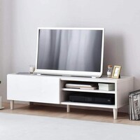 フラットなフォルムのテレビ台 (ローボード 幅118cm ホワイトウォッシュ)