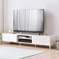 フラットなフォルムのテレビ台 (ローボード 幅176cm ホワイトウォッシュ)