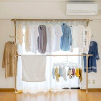 【簡単】ワンタッチ式 大容量突っ張り室内物干し(ナチュラル)