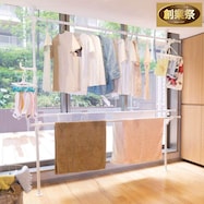 大容量突っ張り室内物干し竿 3本タイプ(ホワイト)【期間限定価格:11/28~1/5まで】