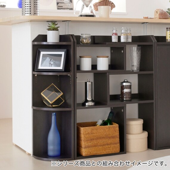薄型カウンター下収納 コーナーラック (DBR) 2枚目画像