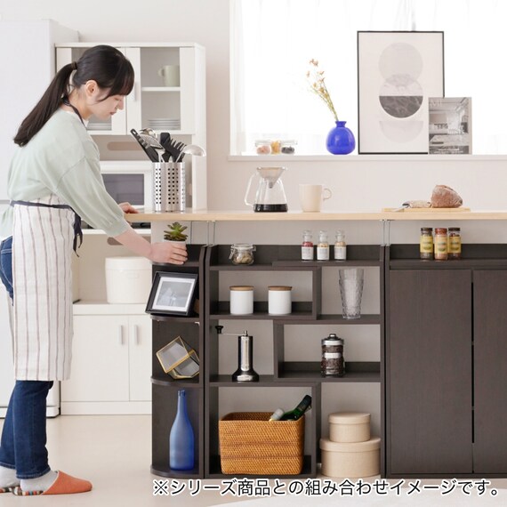 薄型カウンター下収納 コーナーラック (DBR) 3枚目画像