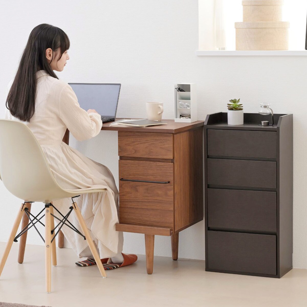 薄型カウンター下収納 チェスト (幅40cm DBR) | ニトリネット