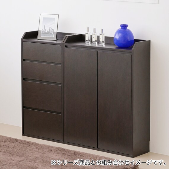 薄型カウンター下収納 扉タイプ (幅60cm DBR) 3枚目画像