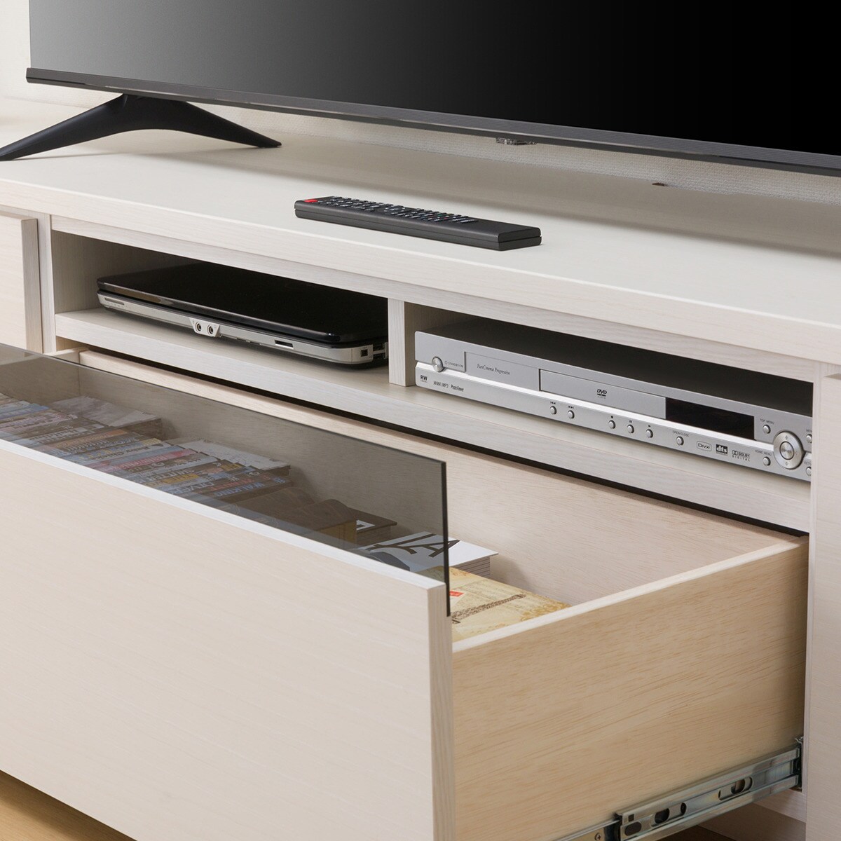 A223☆ニトリ 大型テレビボード W1800㎜ ハイタイプ ホワイト 楽天市場】モダン ハイタイプテレビボード (幅134.5cm) ニトリ