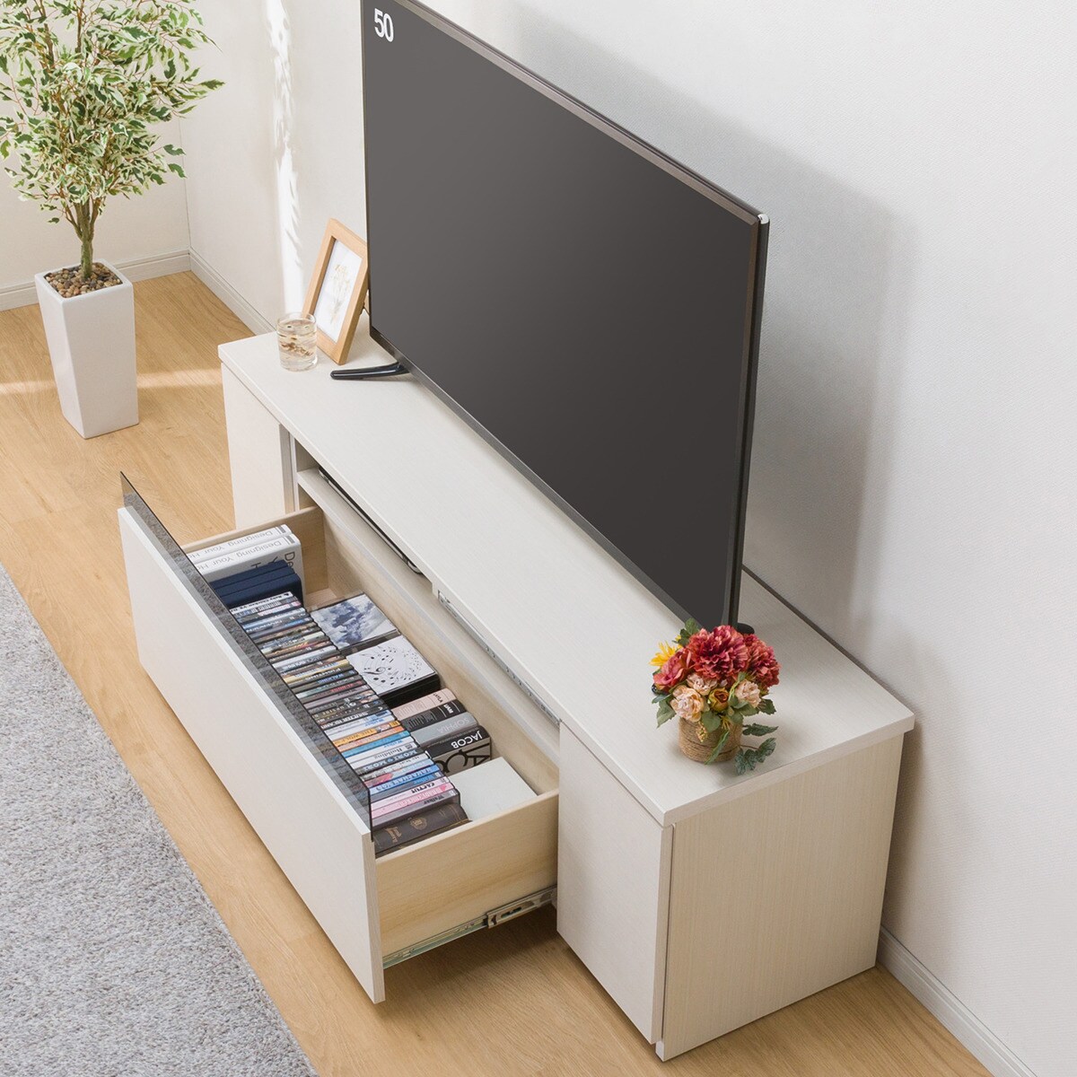 ニトリ テレビボード ローボード (W150 ハイタイプ WH) | ニトリネット【公式】 家具