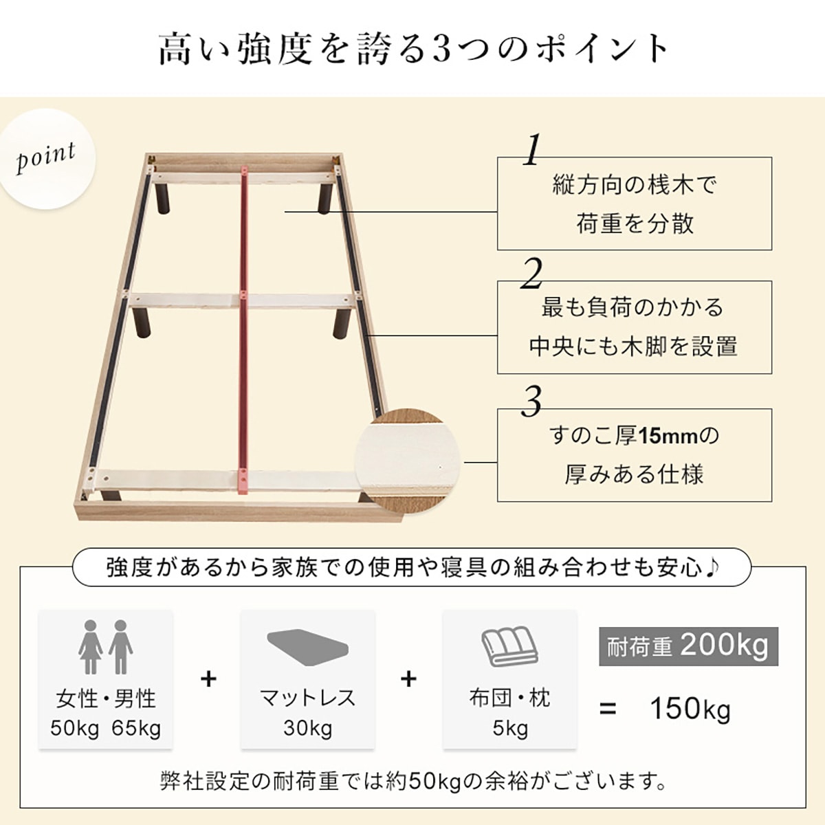 セミシングル 脚付きすのこベッド (APL WH)通販 | ニトリネット