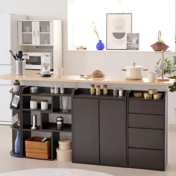 薄型カウンター下収納セット (DBR) 1枚目画像