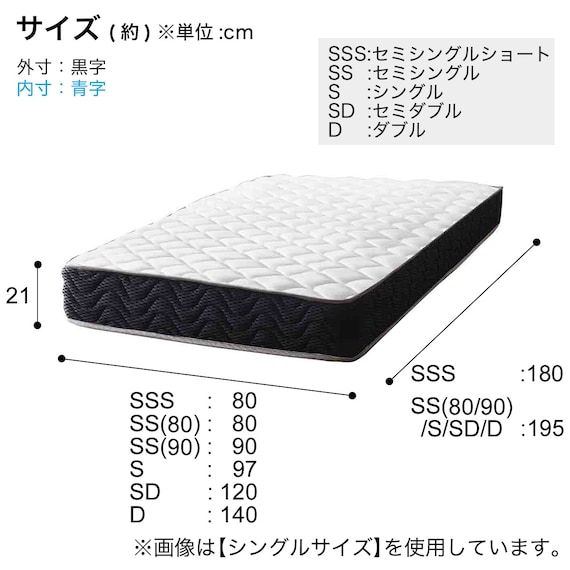 セミシングル 棚付きすのこベッドとマットレスセット (MRS ホワイト / RRS ポケットコイル) 29枚目画像