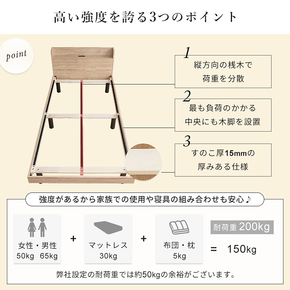 セミシングル 棚付きすのこベッド (MRS GY) | ニトリネット【公式