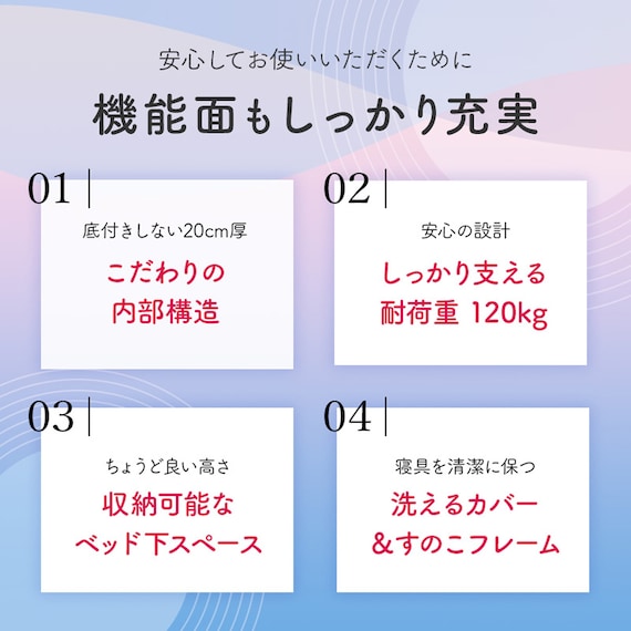ダブル 脚付きポケットコイルマットレス(EC WH) 7枚目画像