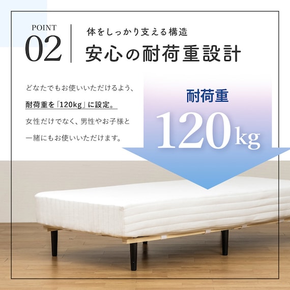 ダブル 脚付きポケットコイルマットレス(EC WH) 11枚目画像