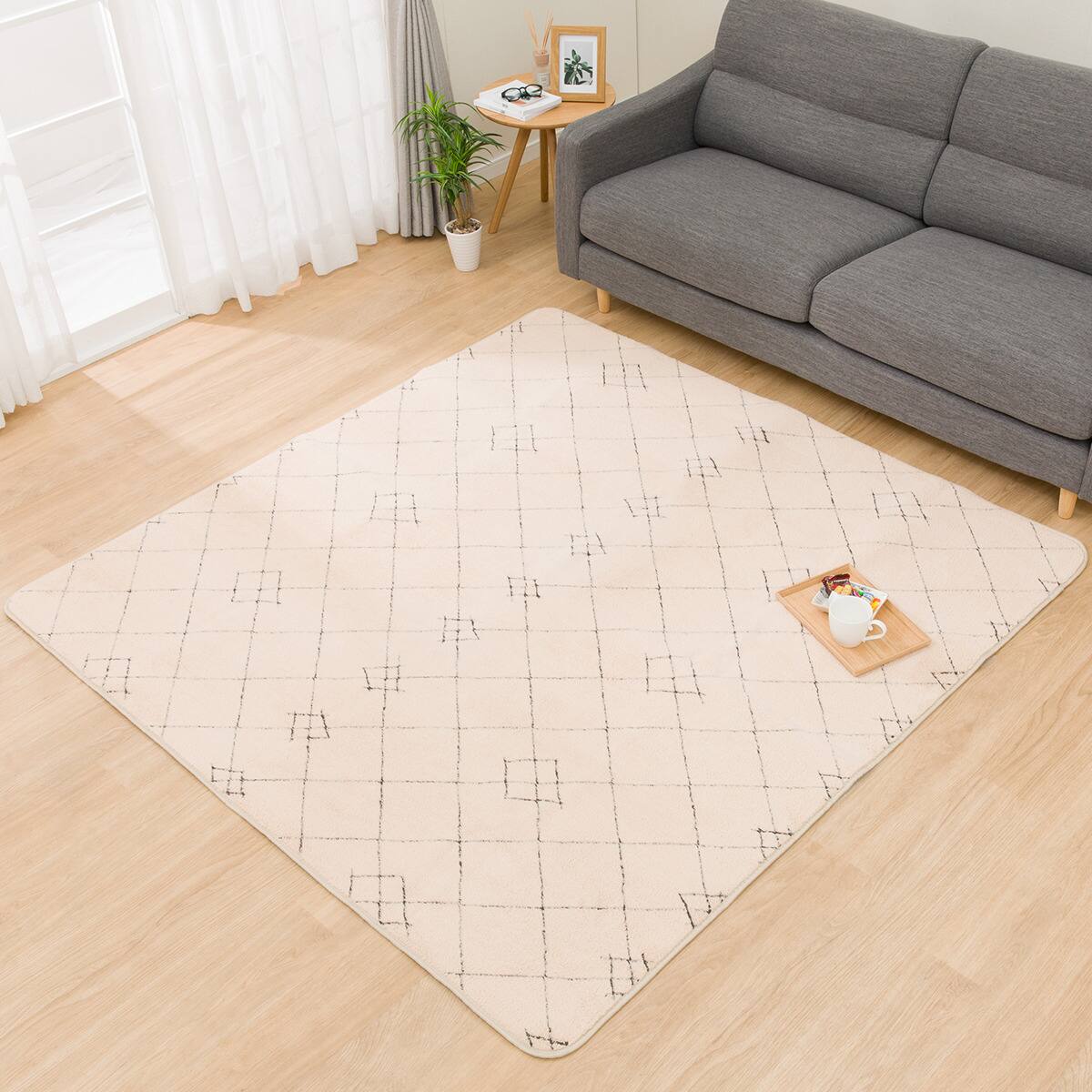 コットンタッチのふんわり北欧柄ラグ (120×180cm ベージュ） | ニトリ