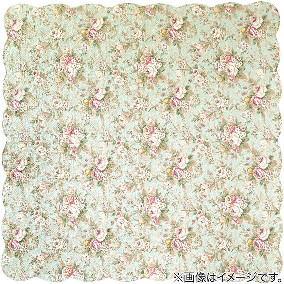 クラシカルな花柄のマルチキルトカバー 200×250cm (FLO GR) 3枚目画像