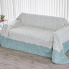 爽やかな花線画模様のマルチキルトカバー 200×200cm (LF GR) 1枚目画像