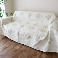 アラベスク調刺繍のマルチキルトカバー 200×200cm (AKW GR)