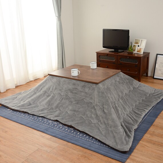 こたつ・こたつ掛け布団セットピケ(ダークブラウン/グレー) 1枚目画像