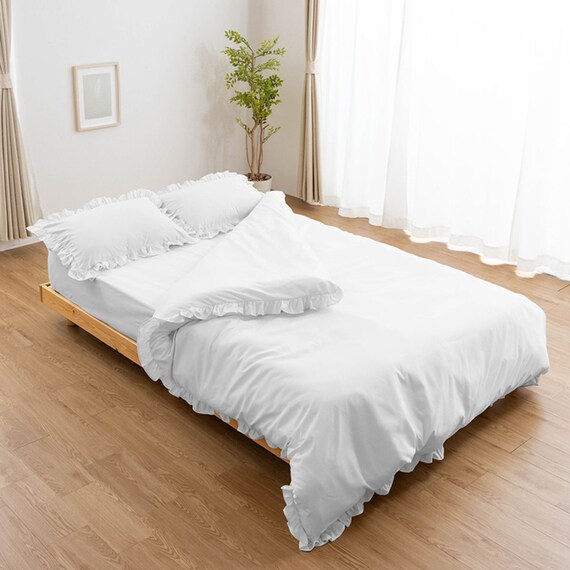 フリル付き寝具カバー4点セット SD/WH 12枚目画像