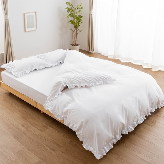 フリル付き寝具カバー4点セット D/WH 12枚目画像