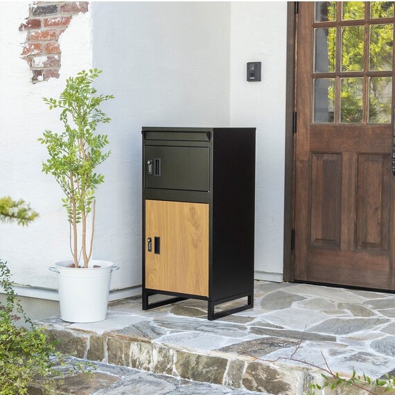 ポスト付き宅配ボックス(DLM ブラック/ナチュラル) 1枚目画像