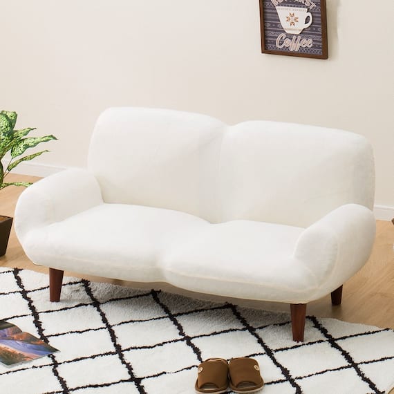 脚付きローソファ ふっくらパン シュガー (WH) 1枚目画像