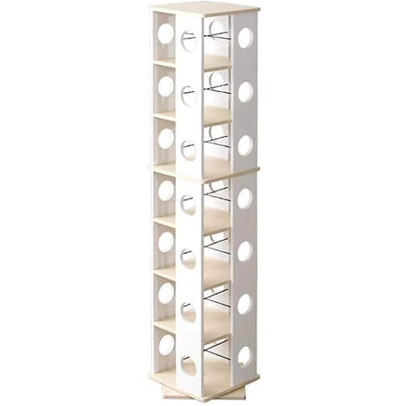 省スペースでたっぷり収納 回転式のコミックラック(7段 WH) 1枚目画像