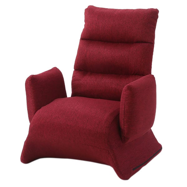 低反発座面で座り心地の良い、ヒジ付高座イス (レッド)