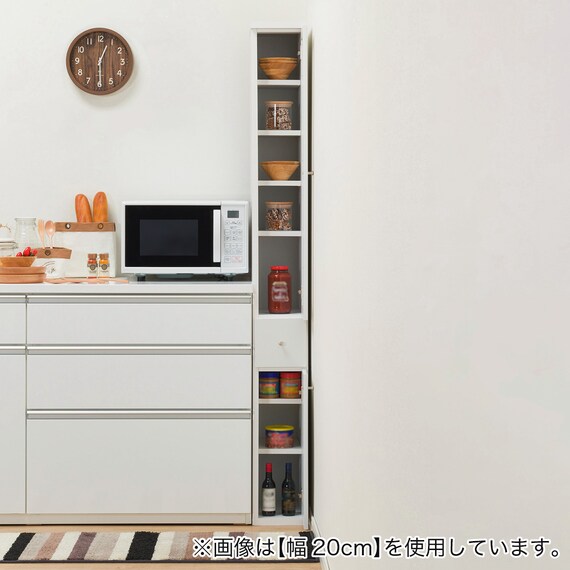 隙間収納 (半透明樹脂扉+板扉タイプ 幅25cm) 3枚目画像