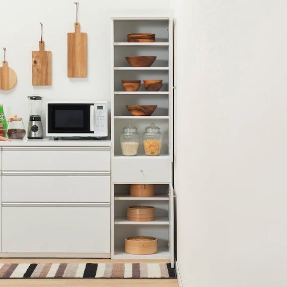 隙間収納 (半透明樹脂扉+板扉タイプ 幅45cm) 3枚目画像