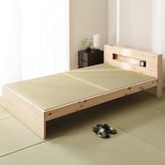棚付きヒノキ畳ベッドフレーム