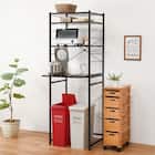 シンプルなキッチンラック スライド棚付 (幅62 BK/DBR) 1枚目画像