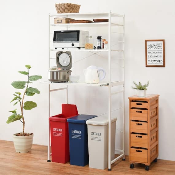 シンプルなキッチンラック スライド棚付 (幅82 WH) 1枚目画像