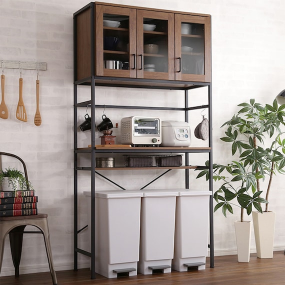 ヴィンテージテイストのごみ箱上ラック ワイド (WAL) 1枚目画像