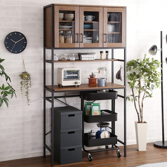 ヴィンテージテイストのごみ箱上ラック ワイド (WAL) 2枚目画像