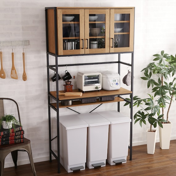 ヴィンテージテイストのごみ箱上ラック ワイド (NA) 2枚目画像