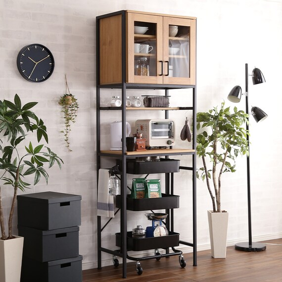 ヴィンテージテイストのごみ箱上ラック スリム (NA) 2枚目画像