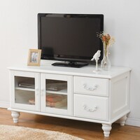 フレンチアンティーク調ホワイトシャビーテレビ台 (幅88cm)